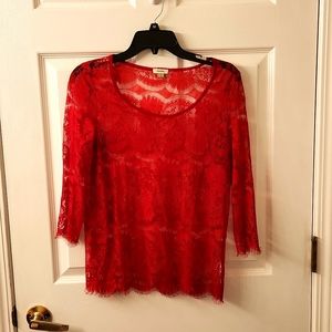 Fossil red lace top